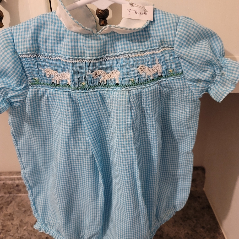 9 months smocked onesie